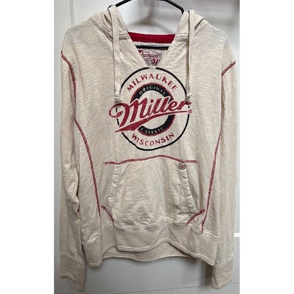 Miller Classic Beer Premium Red Thread Series Pullover Hooded Sweatshirt Small